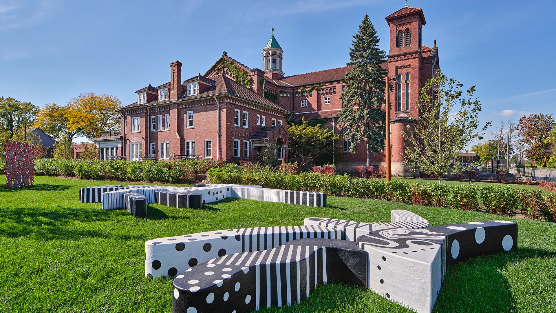 Exterior view of the Charles McGee Legacy park on the grounds of the Shepherd.